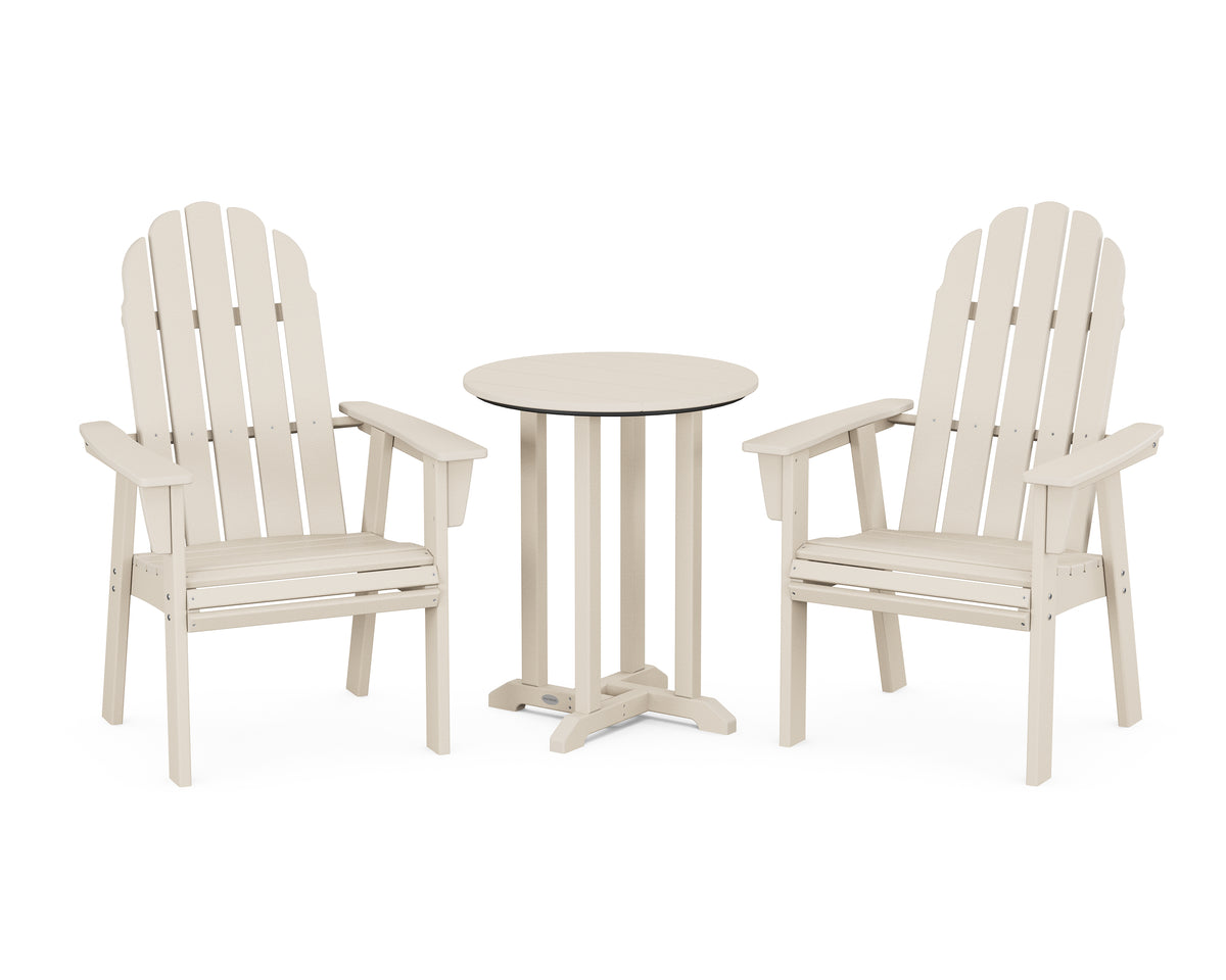 POLYWOOD Vineyard Adirondack 3-Piece Round Bistro Dining Set in Sand