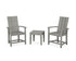 POLYWOOD Modern 3-Piece Upright Adirondack Chair Set in Slate Grey