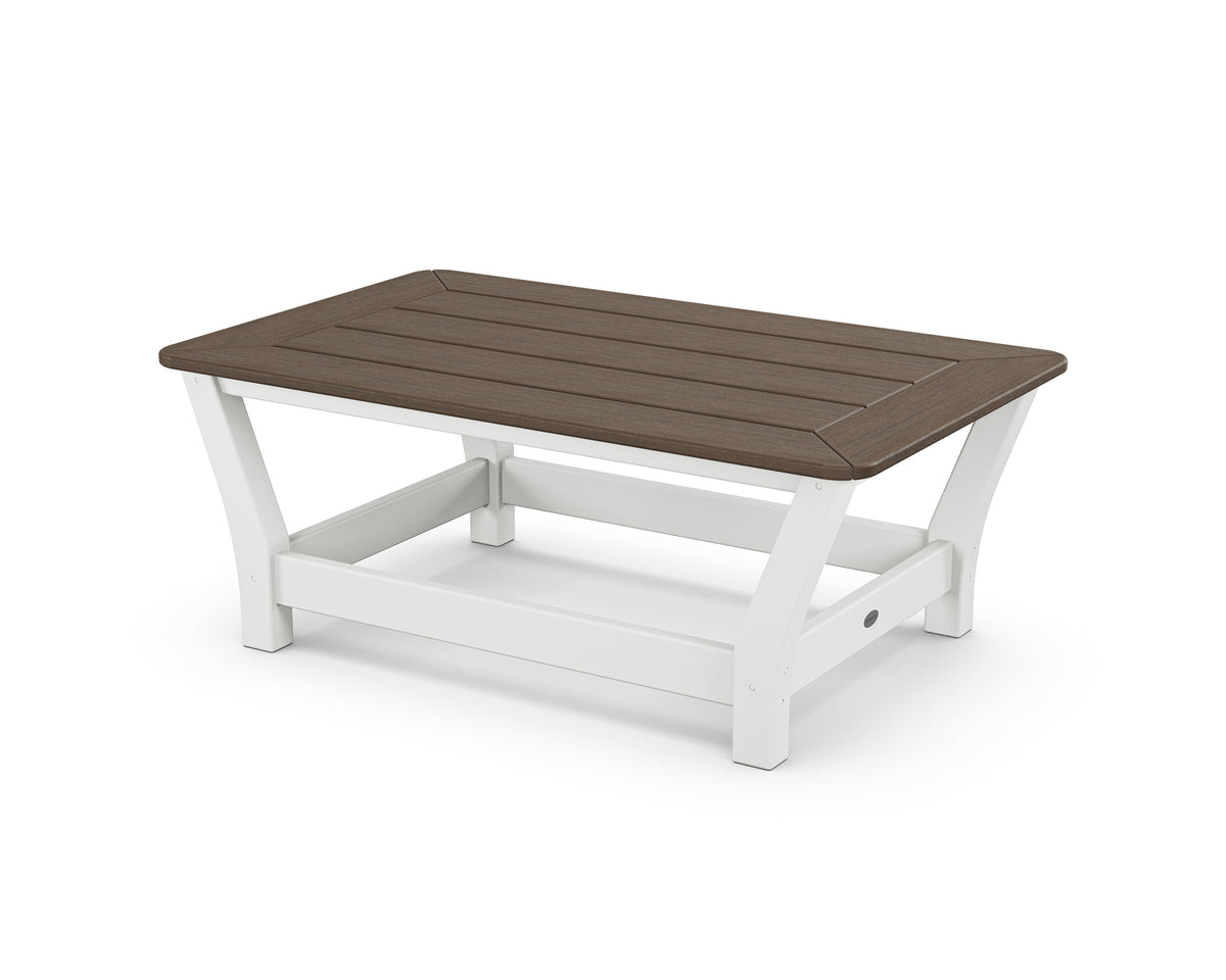 POLYWOOD Harbour Slat Coffee Table in White / Kona