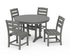 POLYWOOD Lakeside Side Chair 5-Piece Round Dining Set with Trestle Legs in Slate Grey