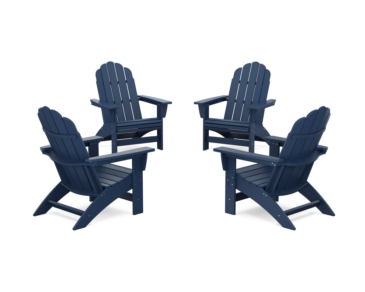 POLYWOOD 4-Piece Vineyard Grand Adirondack Chair Conversation Set in Navy