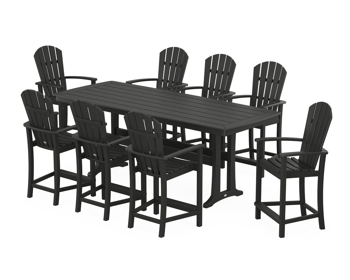 POLYWOOD Palm Coast 9-Piece Counter Set with Trestle Legs in Black