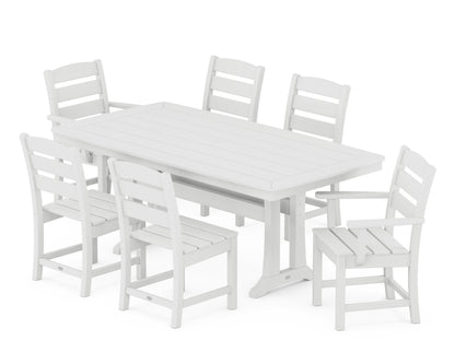 POLYWOOD Lakeside 7-Piece Dining Set with Trestle Legs in Vintage White