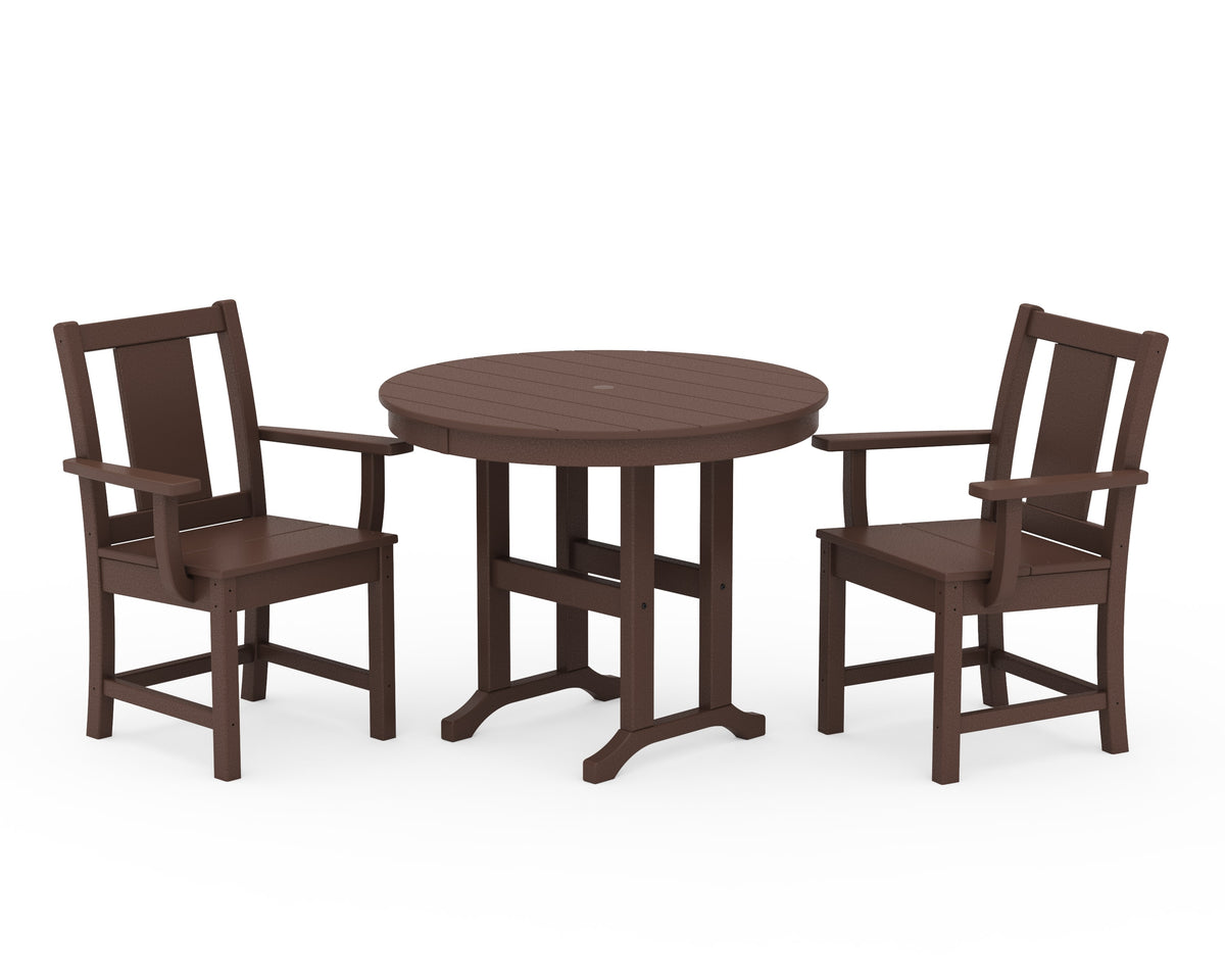 POLYWOOD Prairie 3-Piece Farmhouse Dining Set in Mahogany