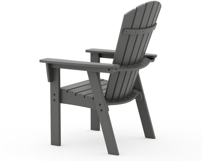 Angled view of the POLYWOOD Nautical Curveback Adirondack Dining Chair in Slate Grey