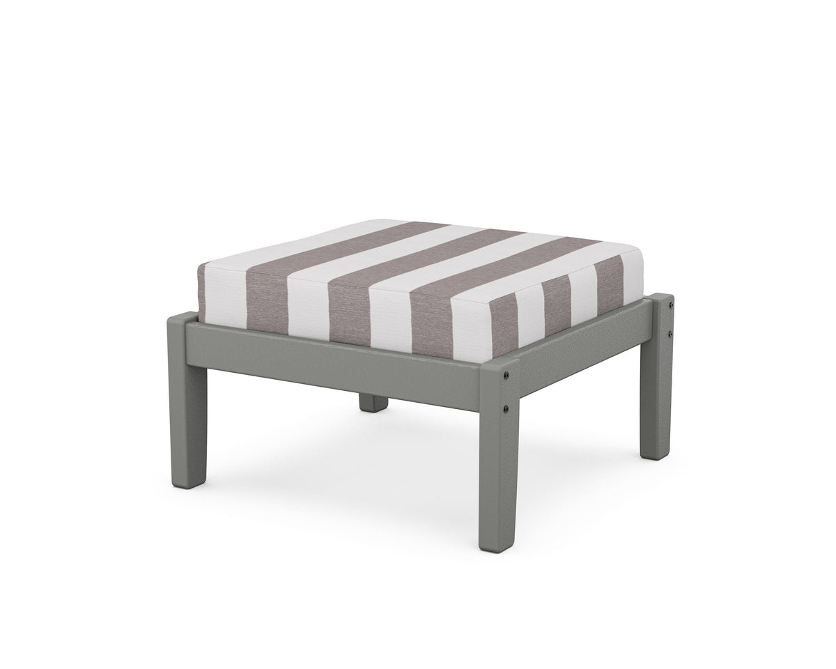 POLYWOOD Deep Seating Ottoman in Slate Grey / Cabana Stripe Grey Mist