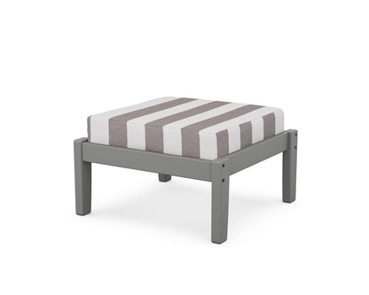 POLYWOOD Deep Seating Ottoman in Slate Grey / Cabana Stripe Grey Mist