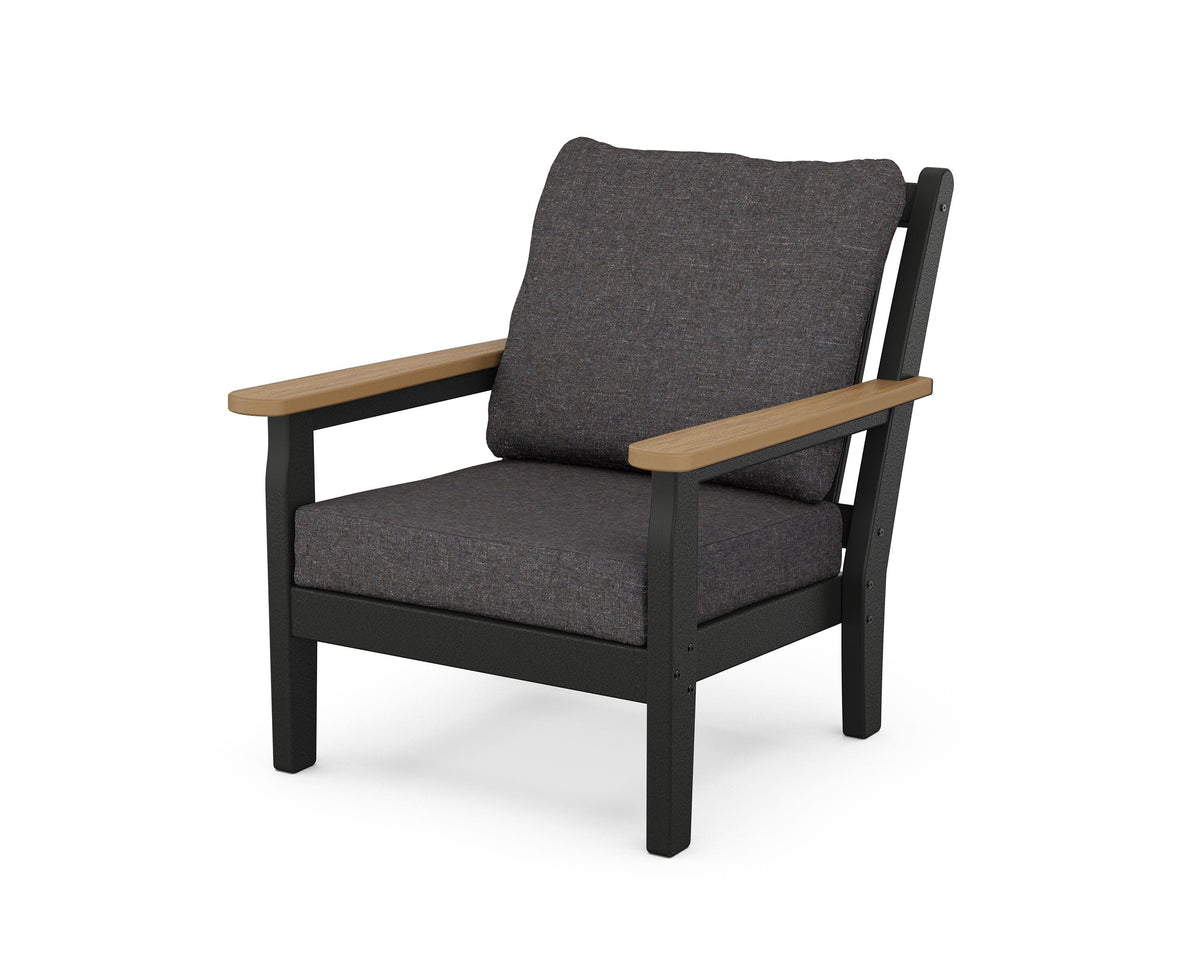 POLYWOOD Chippendale Deep Seating Chair in Black / Natural / Ash Charcoal
