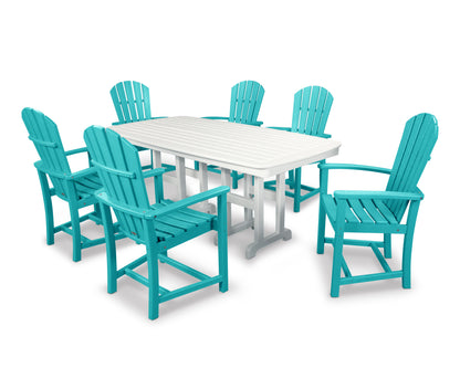 POLYWOOD Palm Coast 7-Piece Dining Set in Aruba / White