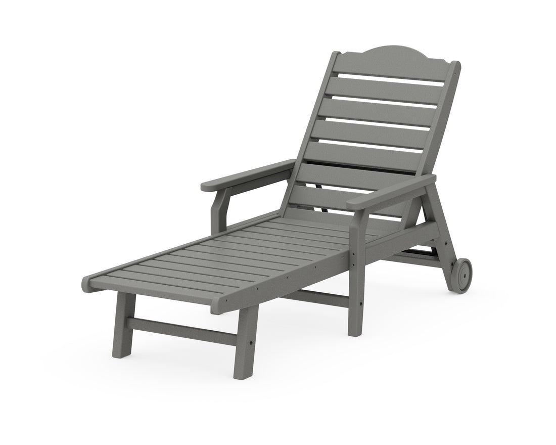 POLYWOOD Savannah Chaise with Arms and Wheels in Slate Grey