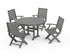 POLYWOOD Signature Folding Chair 5-Piece Round Farmhouse Dining Set in Slate Grey