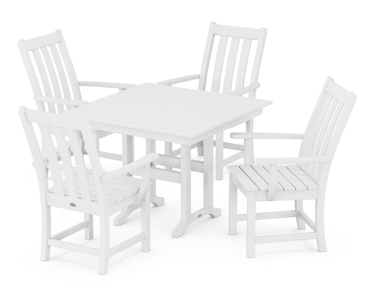 POLYWOOD Vineyard 5-Piece Farmhouse Dining Set in White
