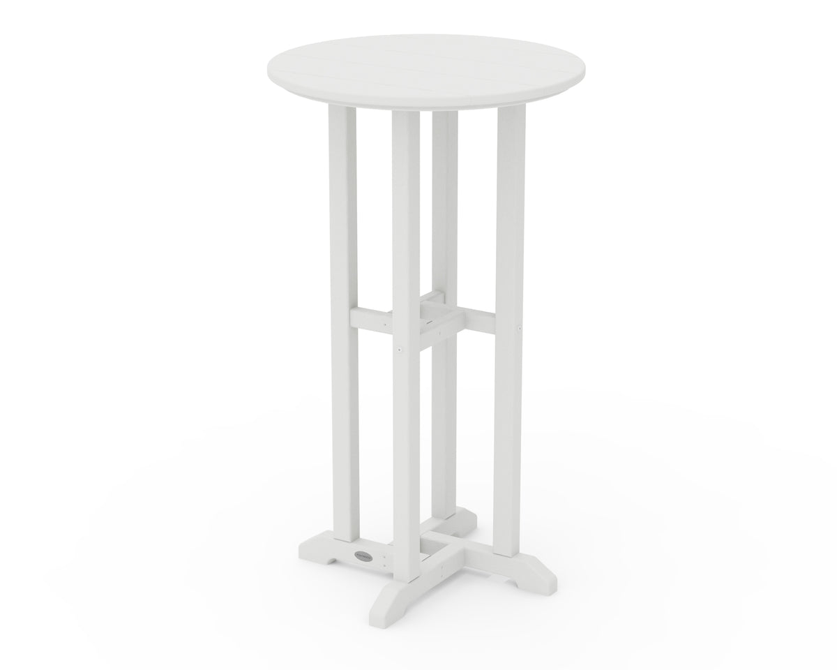 POLYWOOD 24" Round Farmhouse Bar Bistro Table in Vintage White