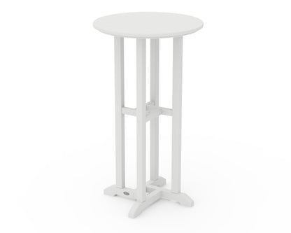 POLYWOOD 24" Round Farmhouse Bar Bistro Table in Vintage White