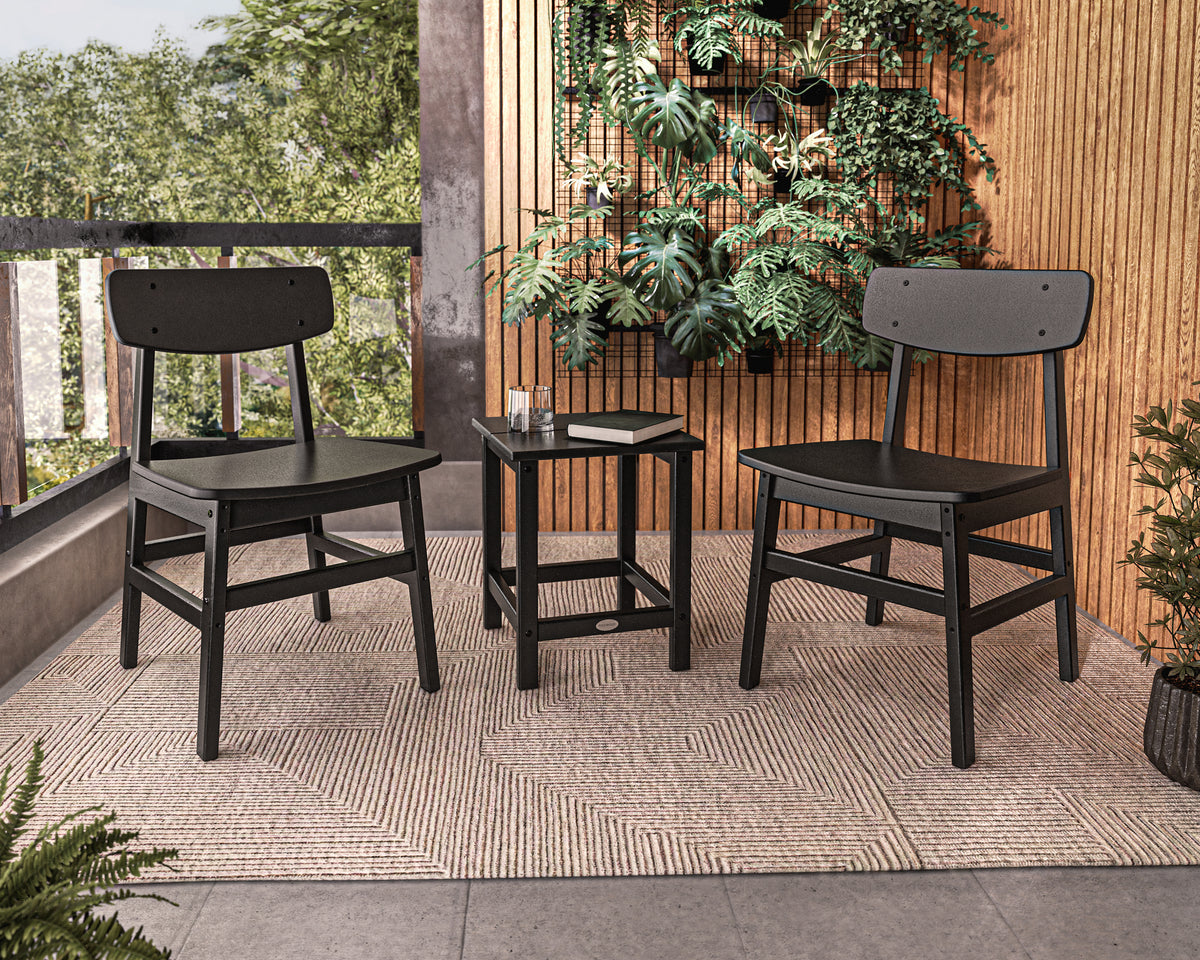 POLYWOOD Modern Studio Urban Chair 3-Piece Seating Set in an outdoor setting