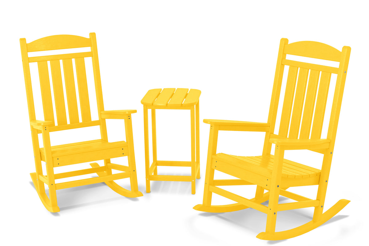 POLYWOOD Presidential Rocker 3-Piece Set in Lemon