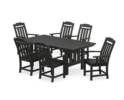 POLYWOOD Cottage Arm Chair 7-Piece Mission Dining Set in Black