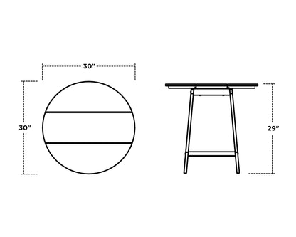 POLYWOOD Studio 30" Round Bistro Table dimensions