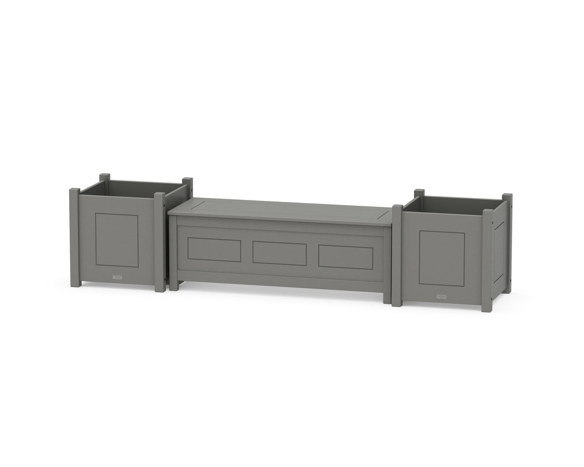 POLYWOOD 48" Country Living Straight Planter Storage Bench Set - Large in Slate Grey
