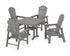 POLYWOOD South Beach 5-Piece Dining Set with Trestle Legs - 37" Table in Slate Grey