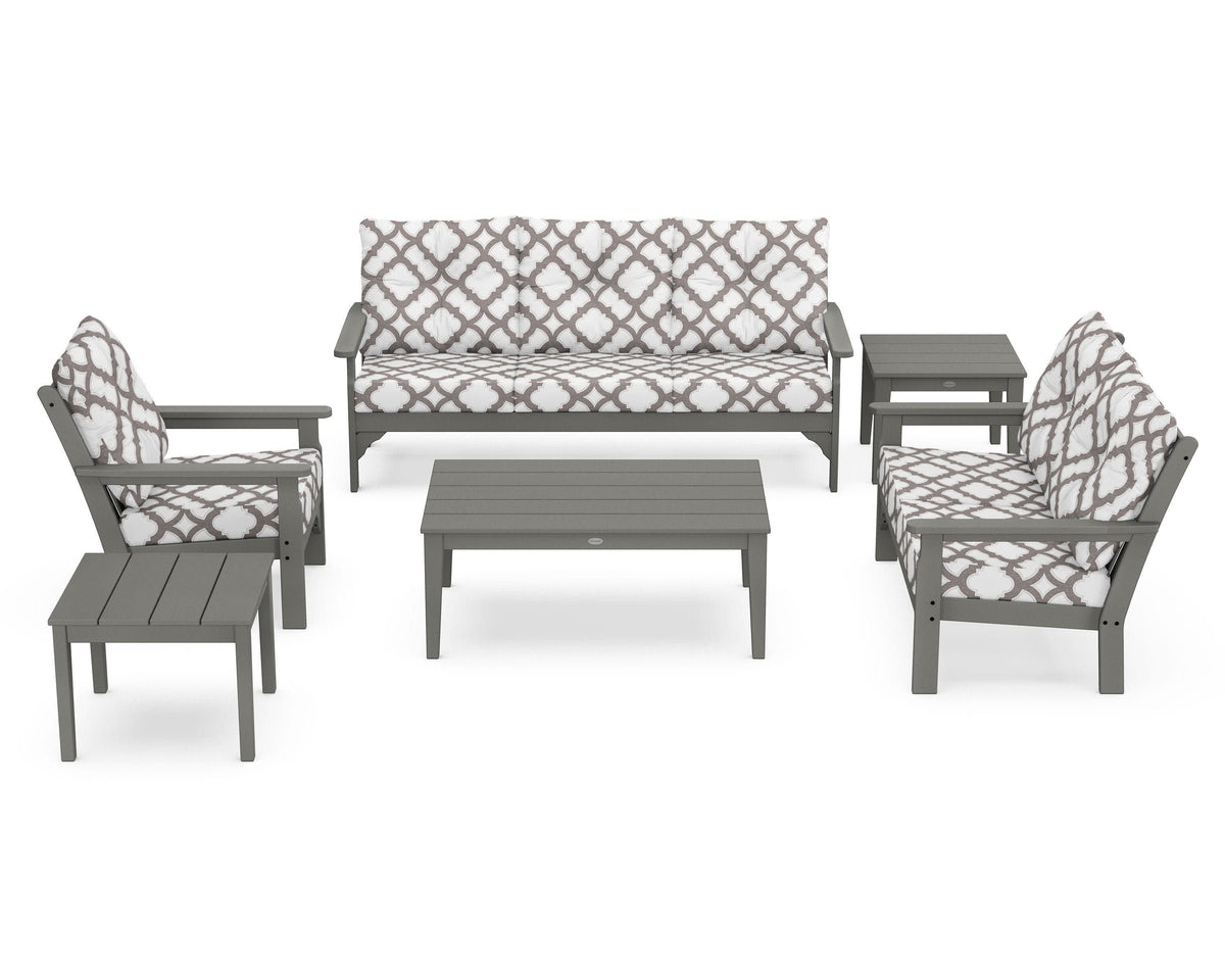 POLYWOOD Vineyard 6-Piece Deep Seating Set in Slate Grey / Trellis Grey Mist