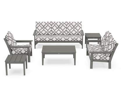 POLYWOOD Vineyard 6-Piece Deep Seating Set in Slate Grey / Trellis Grey Mist