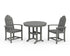 POLYWOOD Classic Adirondack 3-Piece Round Dining Set in Slate Grey