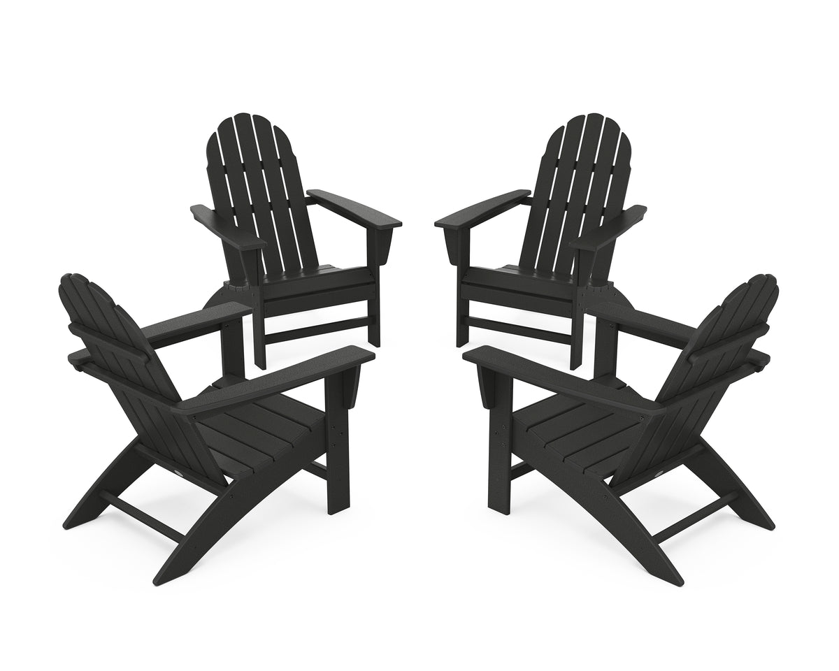 POLYWOOD Vineyard 4-Piece Adirondack Conversation Set in Black