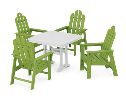 POLYWOOD Long Island 5-Piece Dining Set with Trestle Legs - 37" Table in Lime / White