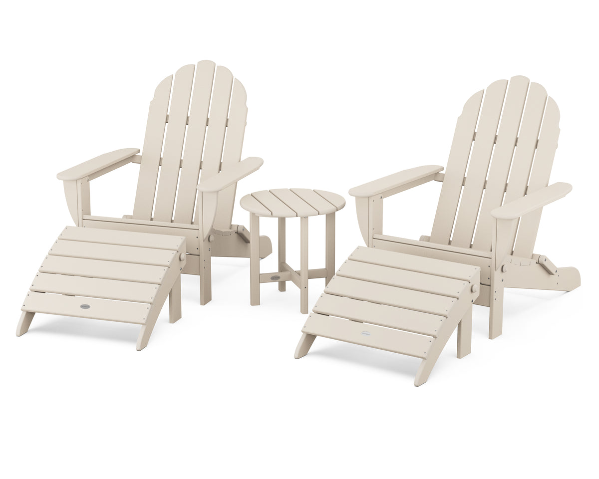 POLYWOOD Classic Oversized Adirondack 5-Piece Casual Set in Sand