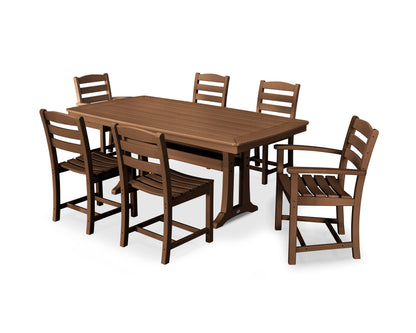 POLYWOOD La Casa Café 7-Piece Dining Set with Trestle Legs in Teak