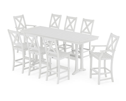 POLYWOOD Braxton 9-Piece Bar Set with Trestle Legs in White