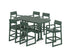 POLYWOOD EDGE Arm Chair 7-Piece Farmhouse Bar Set with Trestle Legs in Green
