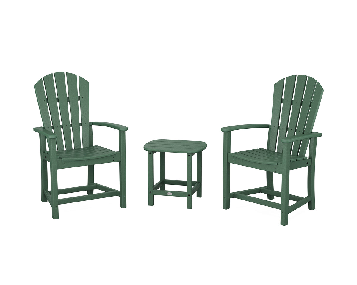 POLYWOOD Palm Coast 3-Piece Upright Adirondack Chair Set in Green