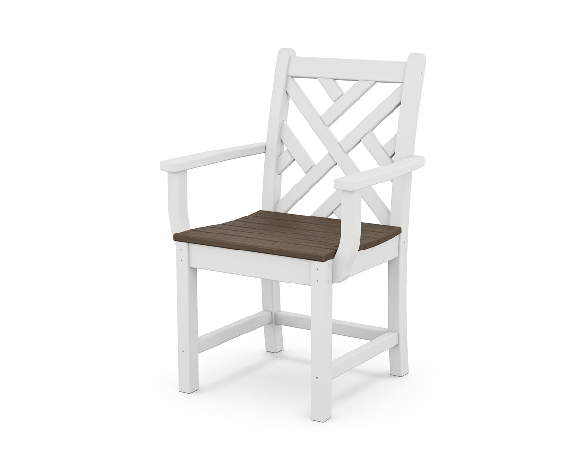 POLYWOOD Chippendale Dining Arm Chair in White / Kona