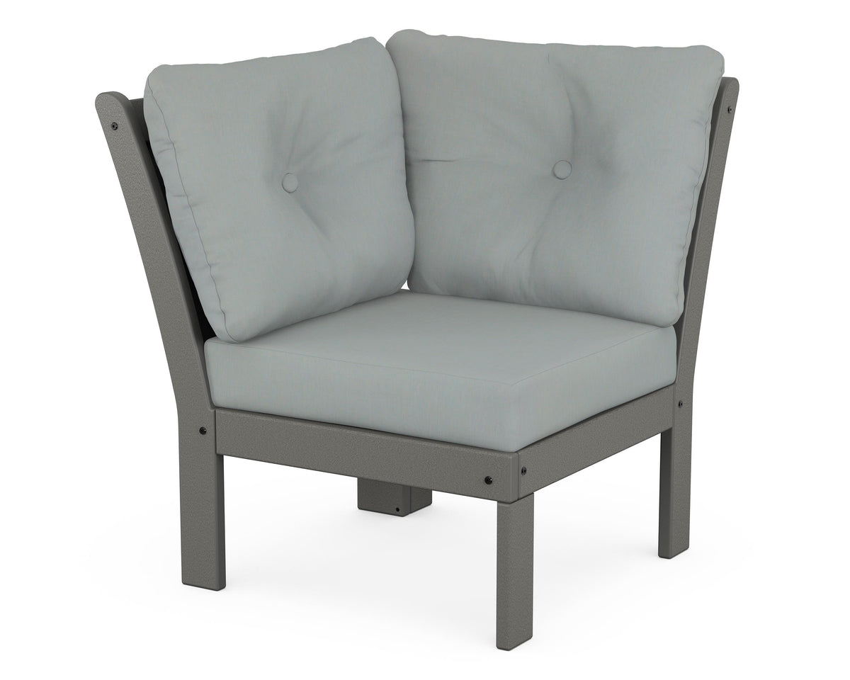 POLYWOOD Vineyard Modular Corner Chair in Slate Grey / Spa