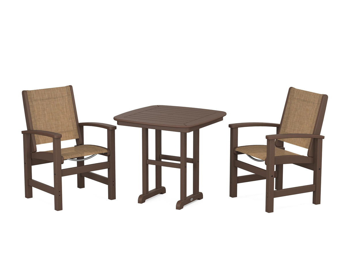 POLYWOOD Coastal 3-Piece Dining Set in Mahogany / Burlap