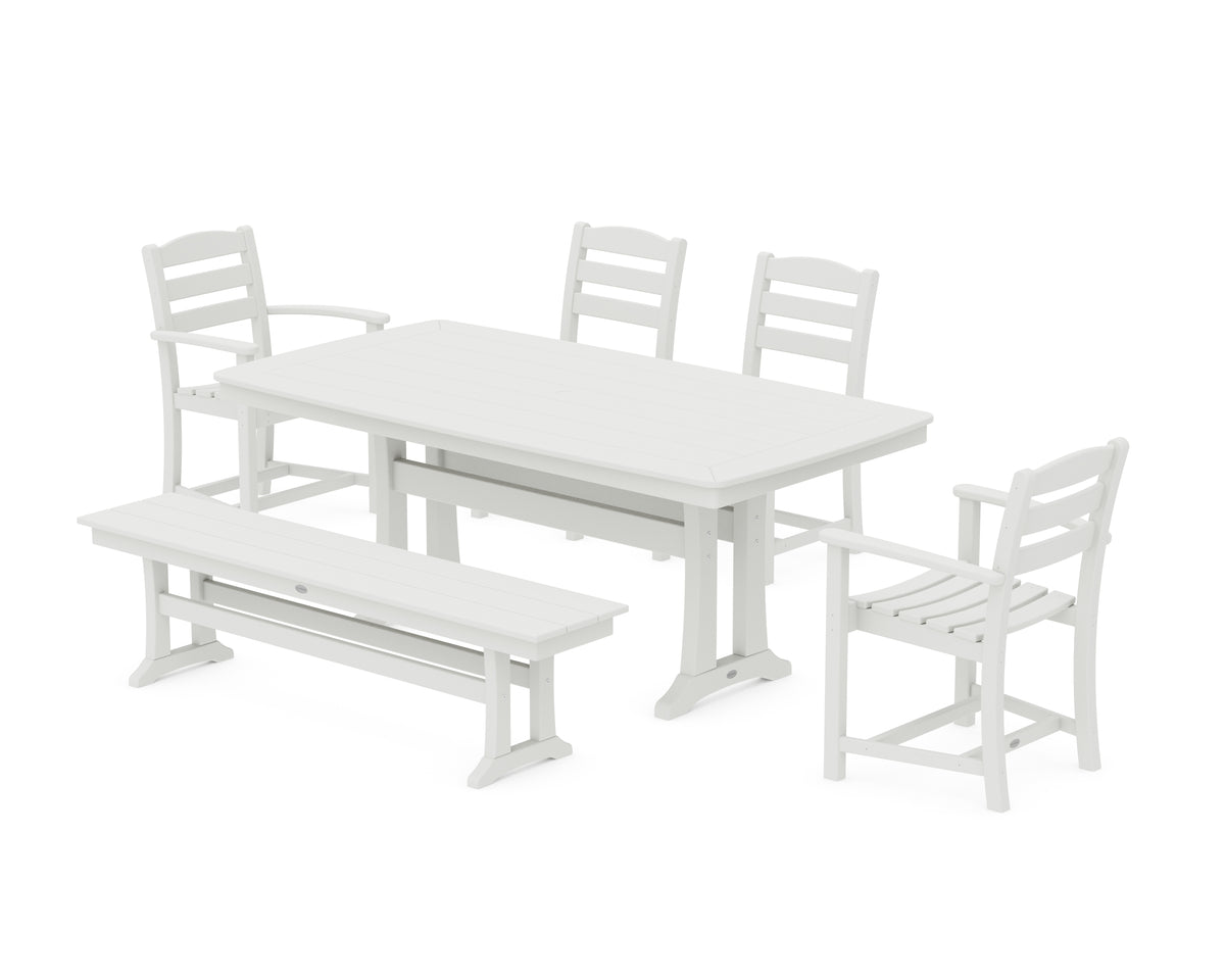 POLYWOOD La Casa Café 6-Piece Dining Set with Trestle Legs in Vintage White