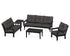 POLYWOOD Vineyard 5-Piece Deep Seating Set with Sofa in Black / Ash Charcoal
