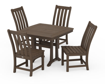 POLYWOOD Vineyard Side Chair 5-Piece Dining Set with Trestle Legs - 37" Table in Kona