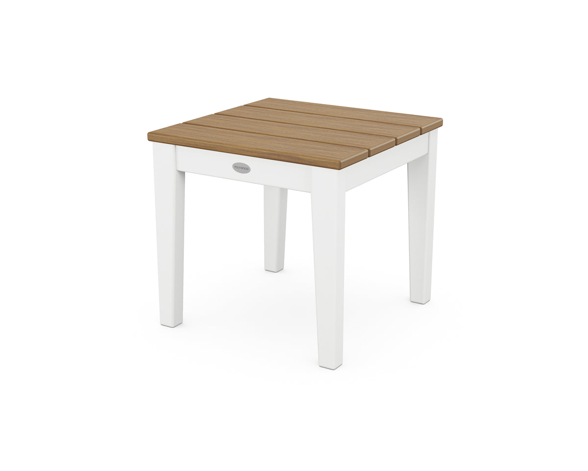 POLYWOOD Newport 18" End Table in White / Natural