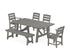 POLYWOOD Lakeside 6-Piece Rustic Farmhouse Dining Set with Bench in Slate Grey
