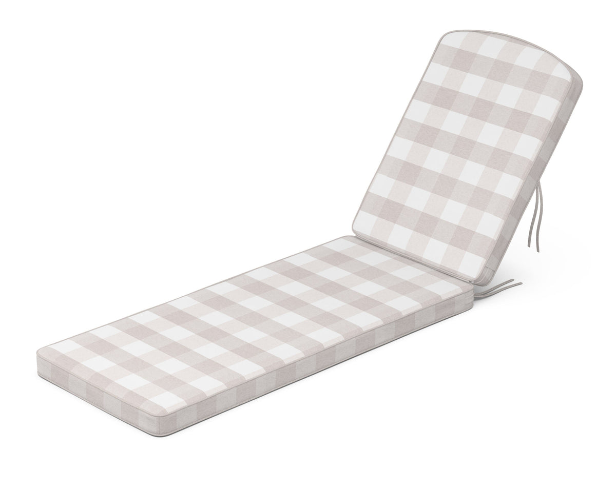 POLYWOOD Chinoiserie Chaise Cushion in Buffalo Plaid Dune Burlap