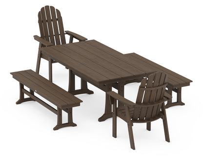 POLYWOOD Vineyard Adirondack 5-Piece Farmhouse Dining Set with Trestle Legs - 37" x 72" Table in Kona