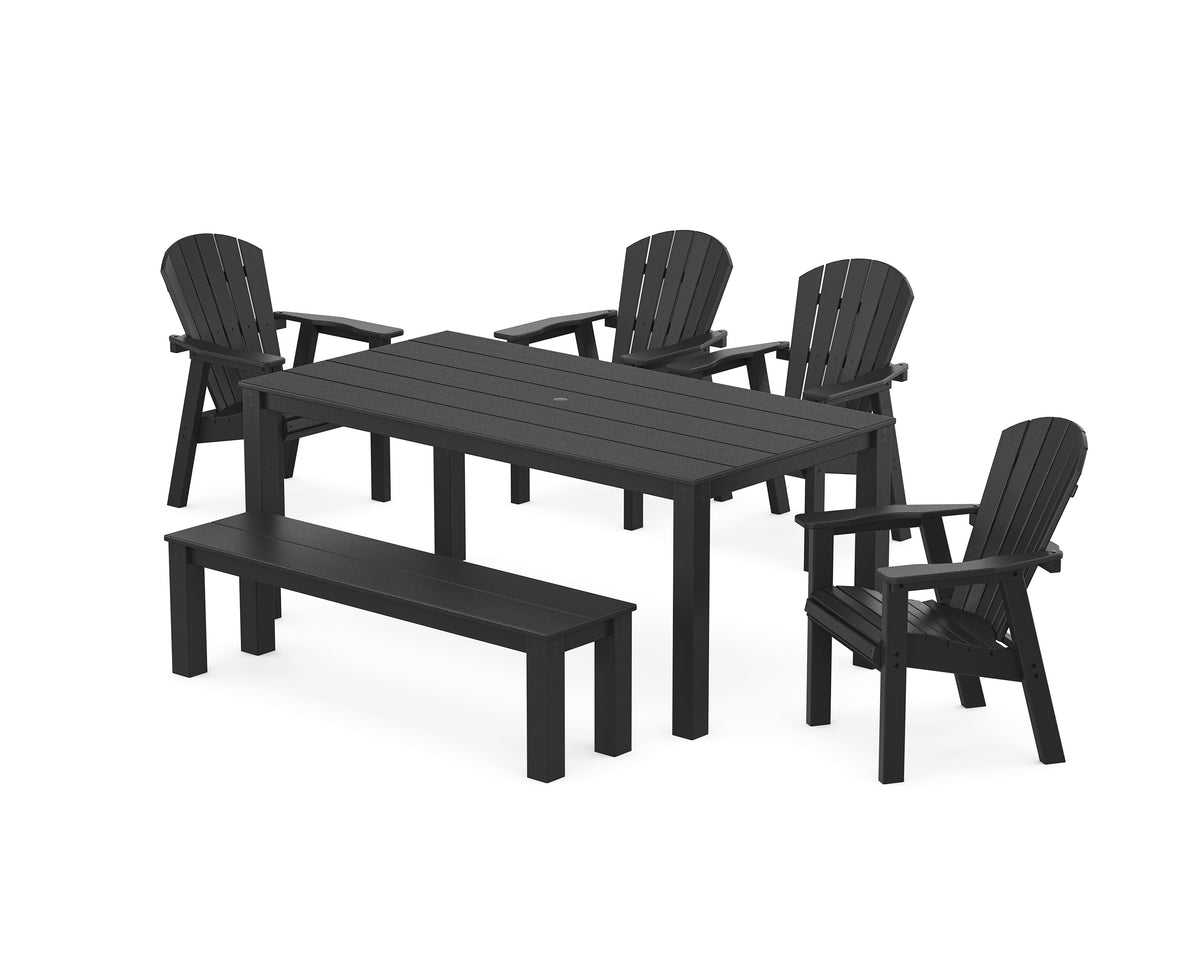 POLYWOOD Seashell 6-Piece Parsons Dining Set with Bench in Black