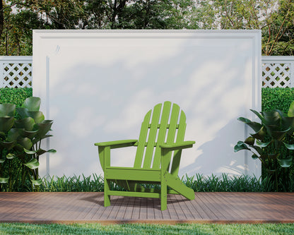 POLYWOOD Classic Adirondack Chair in Lime styled outdoors