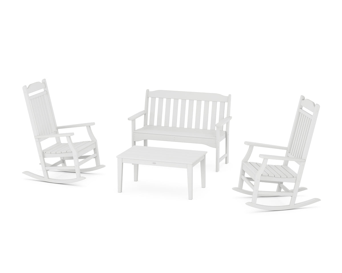 POLYWOOD Cottage Rocking Chair 4-Piece Porch Set in White