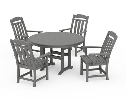 POLYWOOD Cottage 5-Piece Round Farmhouse Dining Set in Slate Grey