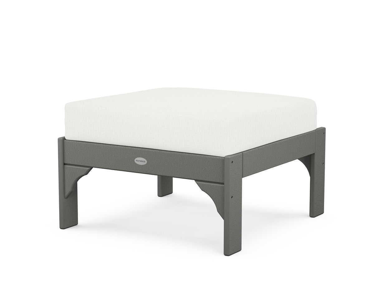 POLYWOOD Vineyard Deep Seating Ottoman in Slate Grey / Natural Linen