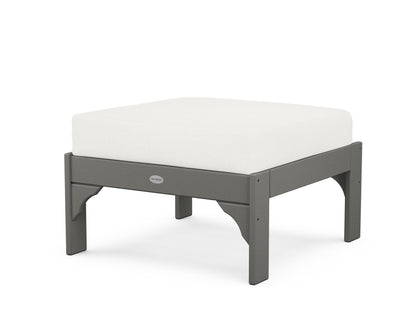 POLYWOOD Vineyard Deep Seating Ottoman in Slate Grey / Natural Linen